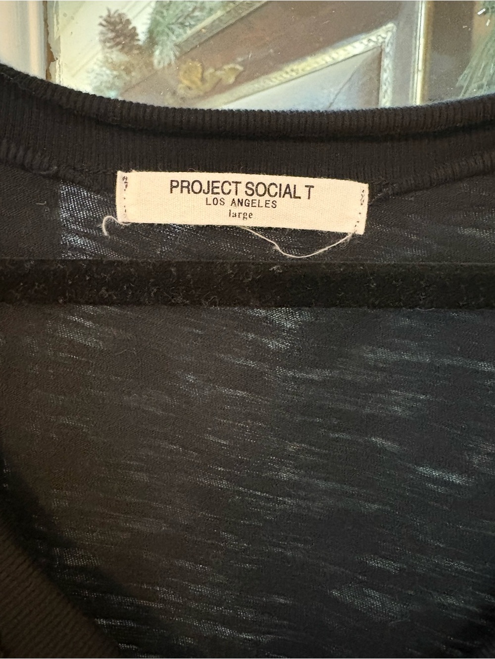 🖤 Project Social T Oversized V-Neck Tee | Black | Size Large | Side Slits - Picture 5 of 6